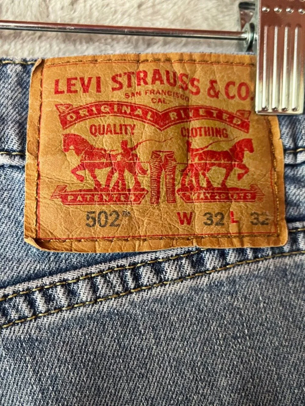 Levi’s 502 Regular Tapered Jeans 32x32 Light Wash Denim Blue WaterLess